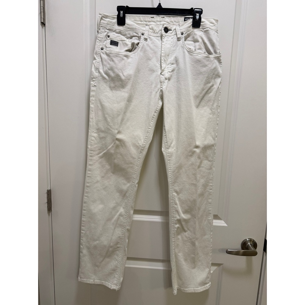 Buffalo David Bitton Evan-X Slim Stretch Jeans Mens 34x32 Cream Off White Denim